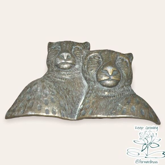 Leopard Couple Pewter Signed Jonette Jewelry J.J. Brooch - Picture 6 of 9